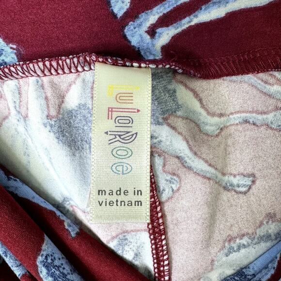 LuLaRoe Blue Storybook Unicorn Burgundy Wine Print Leggings Women's OS One Size - Picture 6 of 11